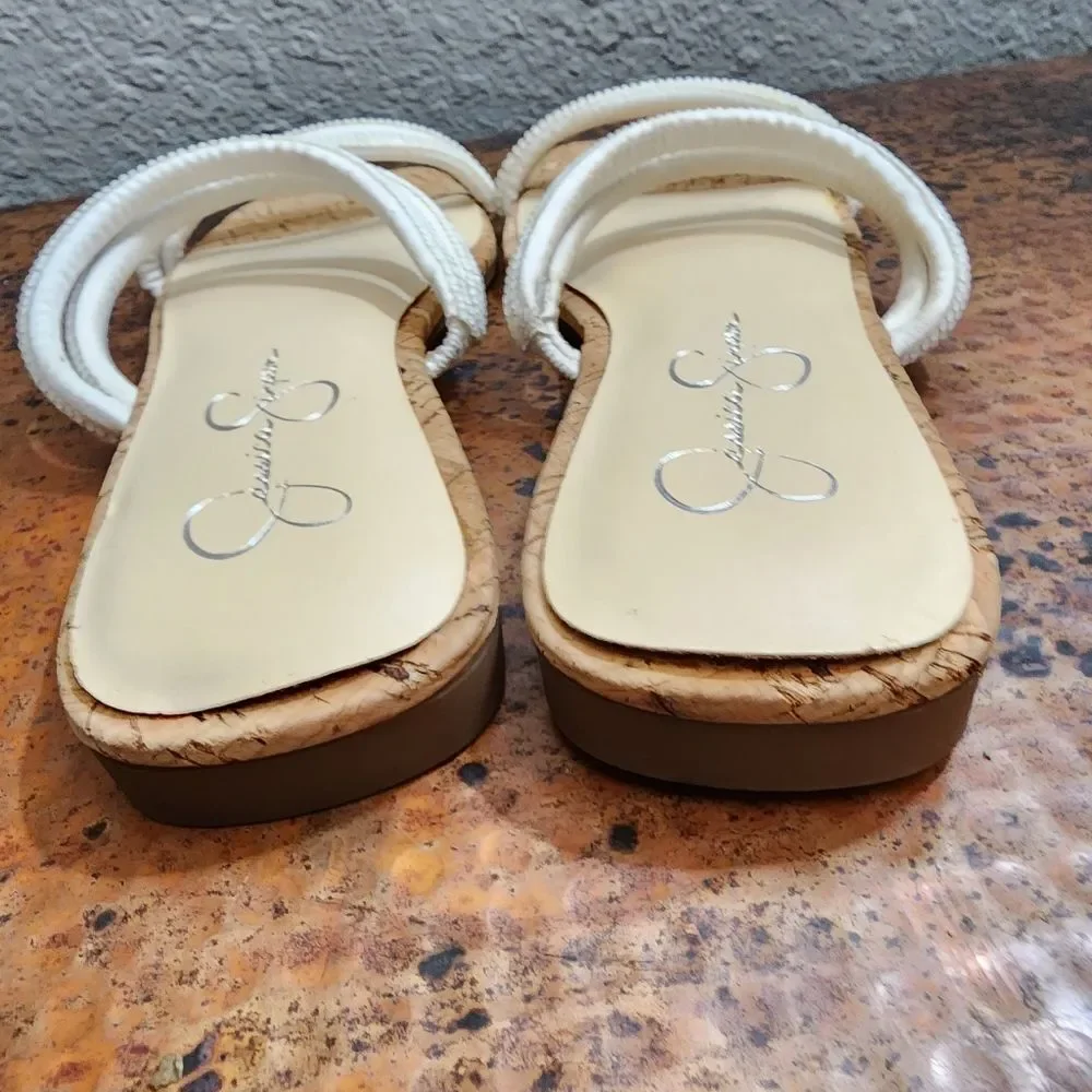 Jessica Simpson Sz.10 White Raexe 2 Slip-on Strappy Slide Sandals            285